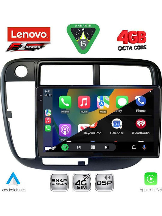 Lenovo Car Audio System for Honda Civic 1995-2001 with Clima Bluetooth USB WiFi GPS Apple CarPlay Android Auto with 9" Touch Screen