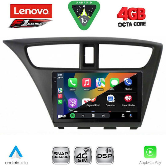 Lenovo Ηχοσύστημα Αυτοκινήτου για Honda Civic 2012-2016 (Bluetooth/USB/WiFi/GPS/Apple-Carplay/Android-Auto) με Οθόνη Αφής 9"