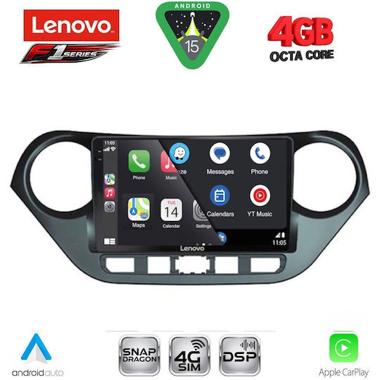 Lenovo Ηχοσύστημα Αυτοκινήτου για Hyundai i10 2014-2020 (Bluetooth/USB/WiFi/GPS/Apple-Carplay/Android-Auto) με Οθόνη Αφής 9"