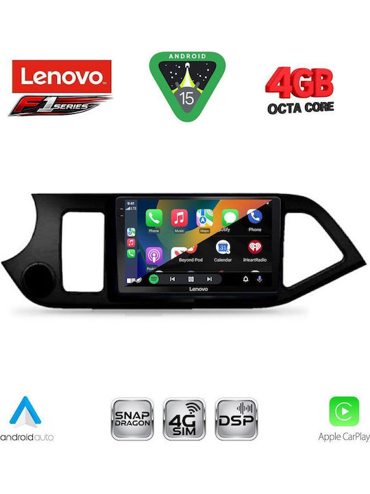 Lenovo Car Audio System for Kia Picanto 2011-2017 (Bluetooth/USB/WiFi/GPS/Apple CarPlay/Android Auto) with 9" Touch Screen