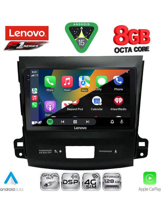 Lenovo Car Audio System for Peugeot 4007 Mitsubishi Outlander Citroen C-Crosser 2006-2012 Bluetooth USB WiFi GPS Apple CarPlay Android Auto with 9" Touch Screen