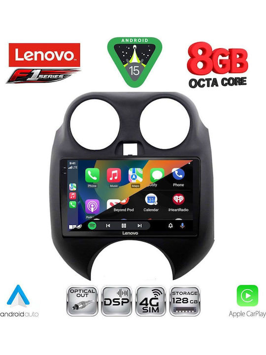 Lenovo Car Audio System for Nissan Micra 2010-2014 Bluetooth USB WiFi GPS Apple CarPlay Android Auto with 9" Touch Screen