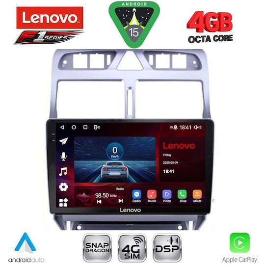 Lenovo Ηχοσύστημα Αυτοκινήτου για Peugeot 307 2001-2008 (Bluetooth/USB/WiFi/GPS/Apple-Carplay/Android-Auto) με Οθόνη Αφής 9"