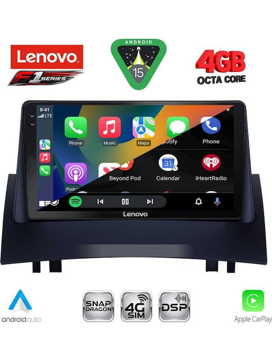 Lenovo Car Audio System for Renault Megane 2002-2008 Bluetooth USB WiFi GPS Apple CarPlay Android Auto with 9" Touch Screen