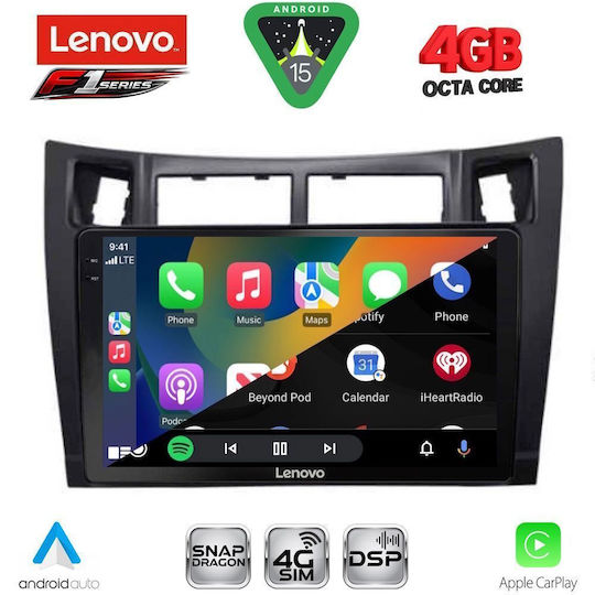 Lenovo Ηχοσύστημα Αυτοκινήτου για Toyota Yaris 2006-2011 (Bluetooth/USB/WiFi/GPS/Apple-Carplay/Android-Auto) με Οθόνη Αφής 9"