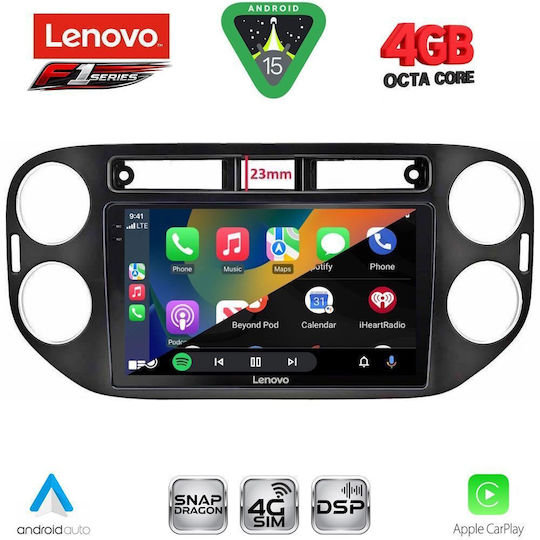 Lenovo Ηχοσύστημα Αυτοκινήτου για Volkswagen Tiguan 2011-2016 με Clima (Bluetooth/USB/WiFi/GPS/Apple-Carplay/Android-Auto) με Οθόνη Αφής 9"