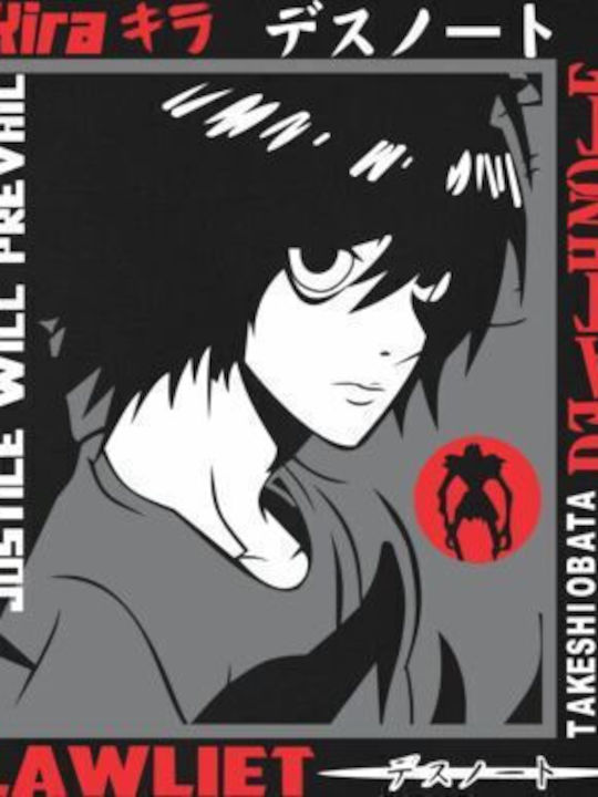 Блуза с качулка Death Note Кира L Минималистичен Pop Culture Черна