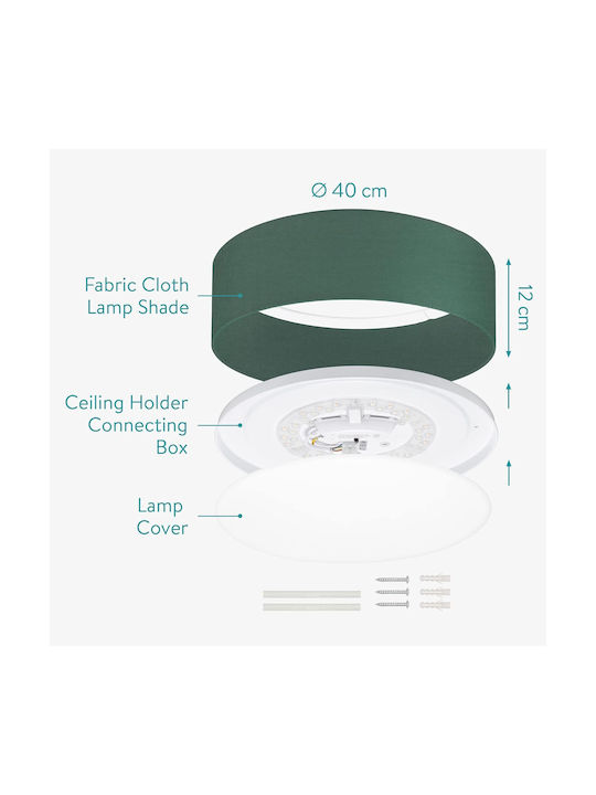 Navaris Deckenleuchte montieren 41,5cm Grün mit integrierter LED und Fernbedienung