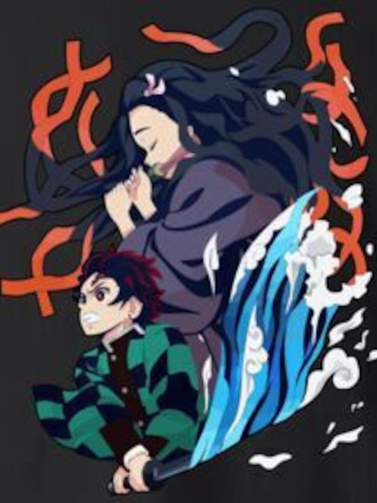 Детска Тениска Черен Tanjiro Nezuko Kamado Dynamic Art