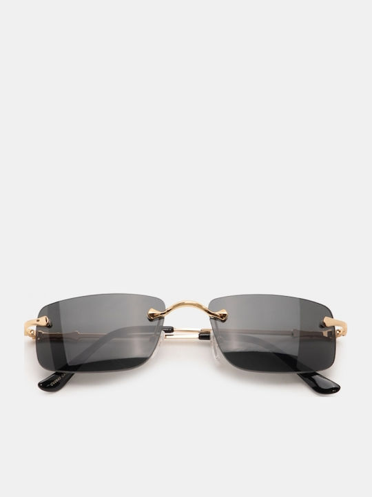 Luigi Unisex Sunglasses With Black Metallic Frame And Black Lens 4842601