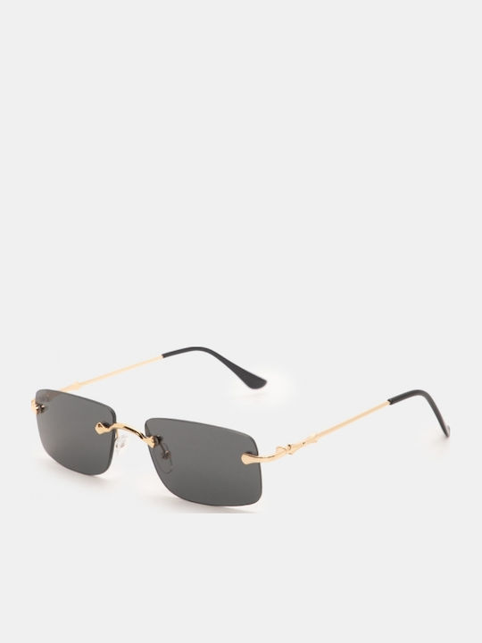 Luigi Unisex Γυαλιά Ηλίου με Μαύρο Μεταλλικό Σκελετό και Μαύρο Φακό 4842601