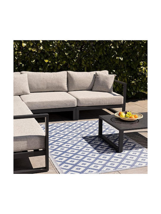 Jemidi24 Χαλί Εξωτερικού Χώρου Ορθογώνιο White/blue 120x180cm