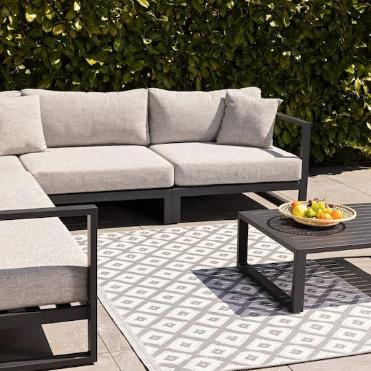 Jemidi24 Χαλί Εξωτερικού Χώρου Ορθογώνιο White/grey 120x180cm