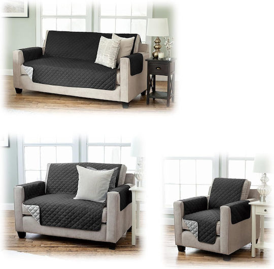 Jemidi24 Ελαστικό Κάλυμμα Διθέσιου Καναπέ Black/grey 191x224cm