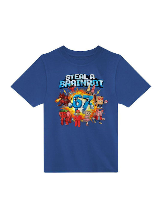 Kids Blue T-shirt Steal A Brainrot 67 Roblox