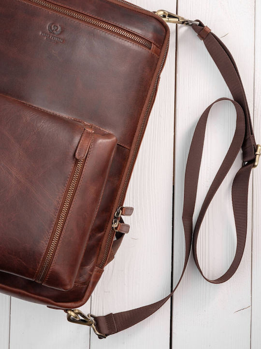 Premium Leather Urban Backpack Work Laptop Cognac Paolo Peruzzi Ay-31-cg