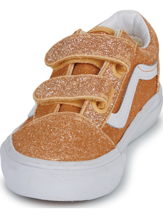 Old Skool V Kids Sneakers with Hoop & Loop Closure Gold