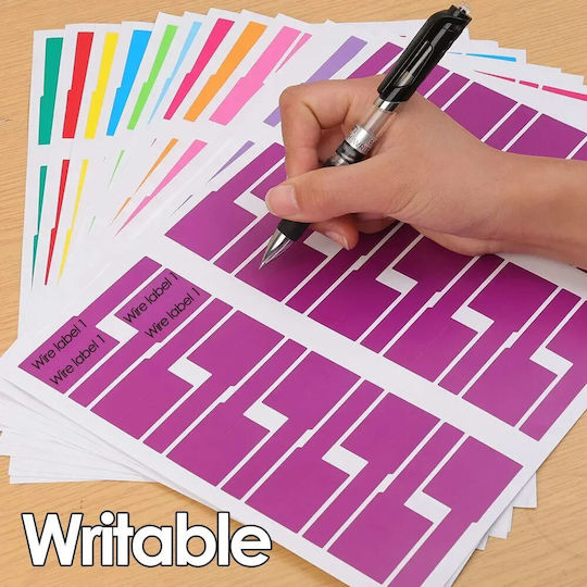 Set Waterproof Self-Adhesive Cable Organization Labels 10pcs 8.4x2.6x1.4cm White