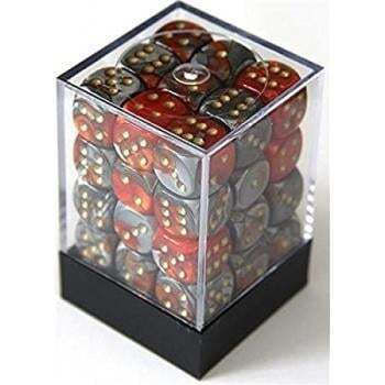Chessex Gemini 12mm D6 Dice Blocks Pips Dice Blocks 36 Dice Orange-steel W Gold