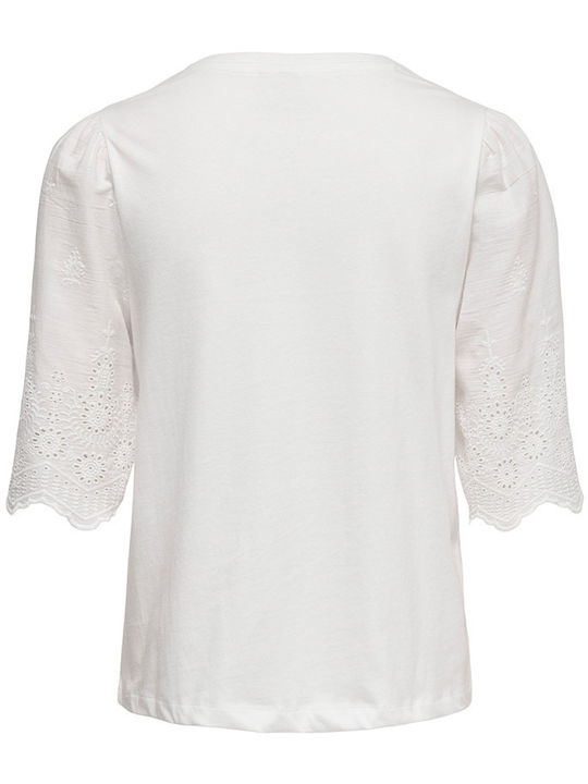 Women's Cotton Short Sleeve White Blouse