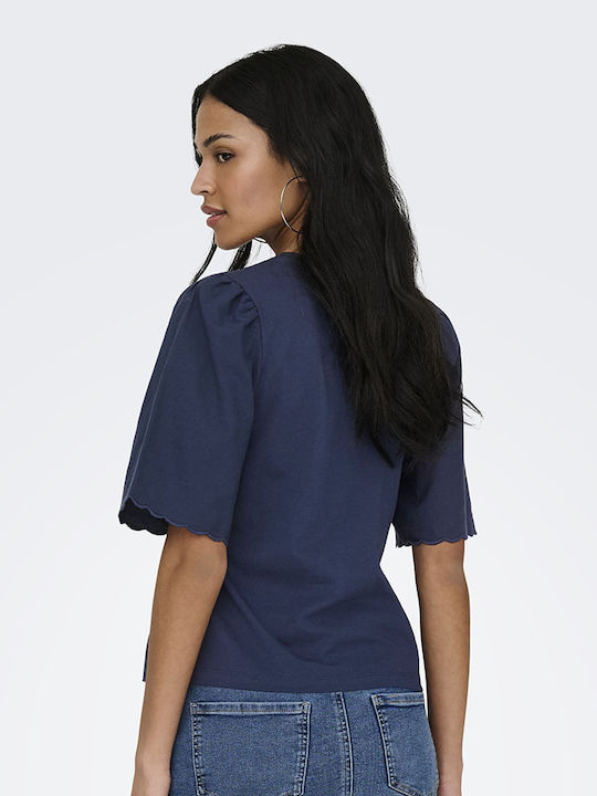 Women's Cotton Blouse Navy Blazer