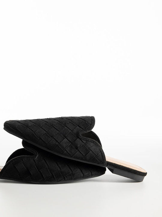 Flat Suede Mules In Black Colour A26-310-9790-Black