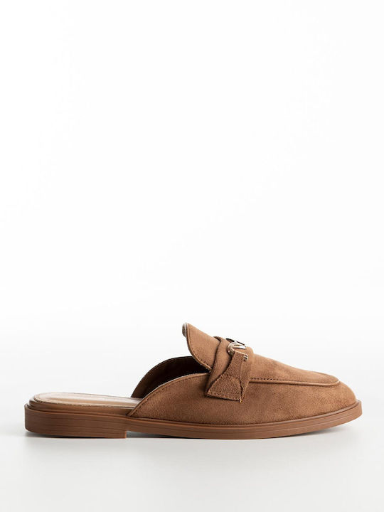 Flat Suede Mules In Brown Color A26-310-9778-BROWN