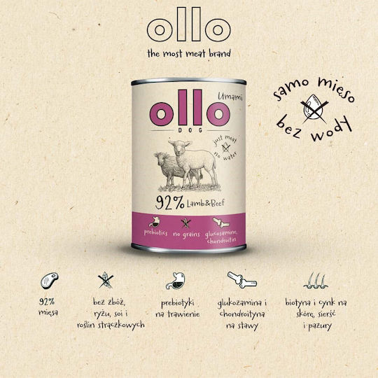 Dog Food Wet Food Dogs in Cans with Lamb and Beef Grain-Free 850gr