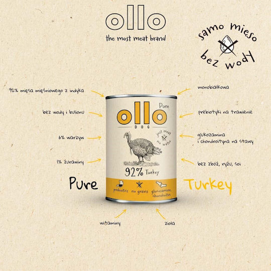 Dog Food Wet Food Dogs with Turkey Grain-Free 850gr