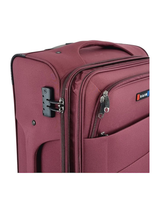 Rain Cabin Fabric Burgundy Travel Suitcase With 4 Wheels Height 55cm