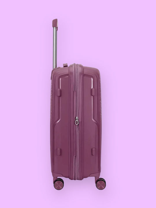 Amber Large Hard Travel Suitcase Purple with 4 Wheels Height 75cm