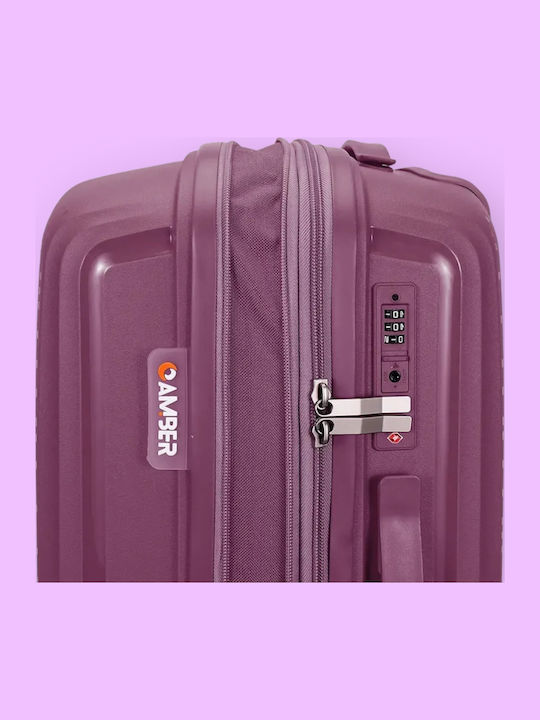 Amber Large Hard Travel Suitcase Purple with 4 Wheels Height 75cm