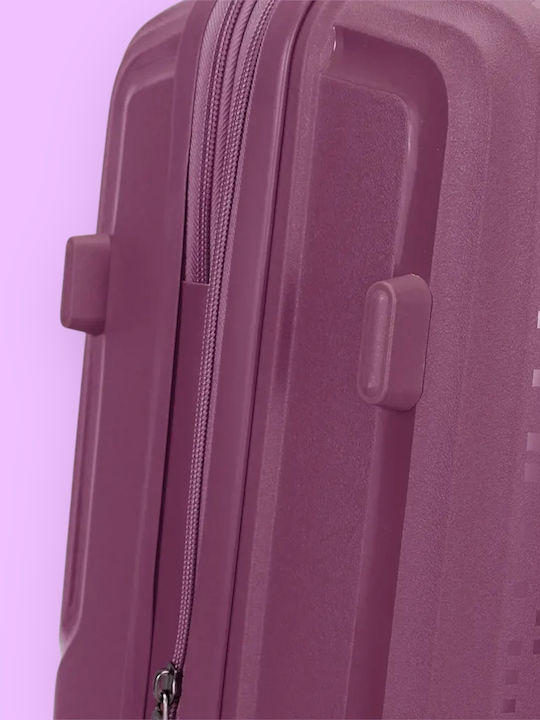 Amber Large Hard Travel Suitcase Purple with 4 Wheels Height 75cm
