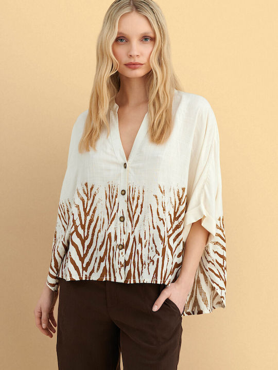 Langärmeliges Damenhemd Beige