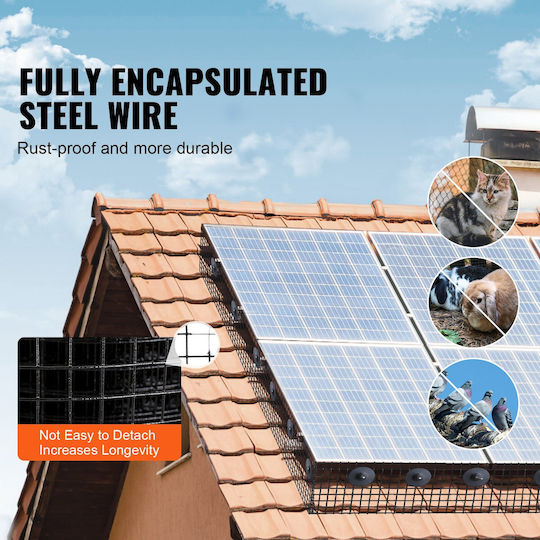 Vevor Kit Rulou Gard Păsări și Critter Pentru Panou Solar 8 Inch X 100ft Acoperire PVC Rezistentă La Rugină Protecție Panou Fotovoltaic Sârmă Elastică 50 Bucăți Plasă De Sârmă 1/2 Inch