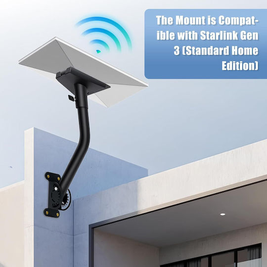 Suport Reglabil Antenă Starlink Gen 3 Adaptor Țeavă Rotire 360° Kit Montare Perete Acoperiș Metalic Negru