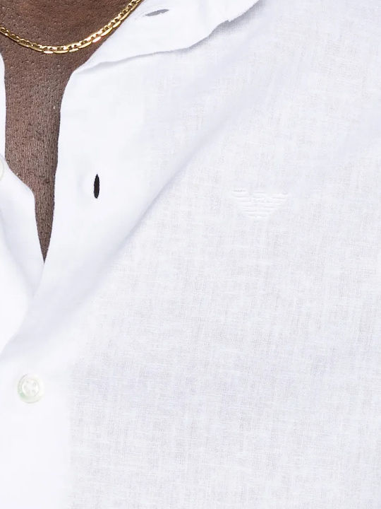 Long Sleeve Linen Shirt in Regular Fit White