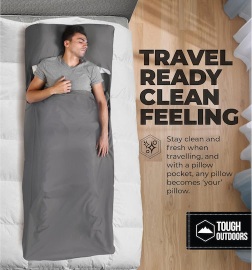 Tough Outfitters Travel Tip Lenjerie Pentru Sac De Dormit Ultra-ușoară Poliester 94 X 216 Cm 1 Persoană Fermoar Gri