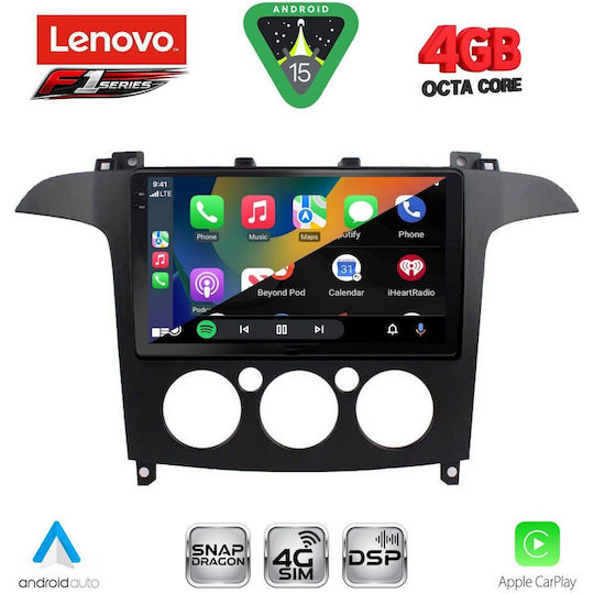 Lenovo Ηχοσύστημα Αυτοκινήτου για Ford S-Max 2006-2014 με A/C (Bluetooth/USB/WiFi/GPS/Apple-Carplay/Android-Auto) με Οθόνη Αφής 9"