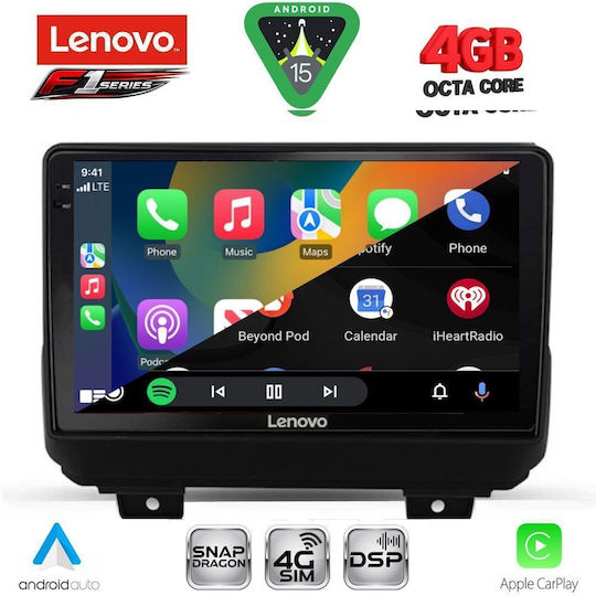 Lenovo Ηχοσύστημα Αυτοκινήτου για Jeep Wrangler 2018 (Bluetooth/USB/WiFi/GPS/Apple-Carplay/Android-Auto) με Οθόνη Αφής 9"