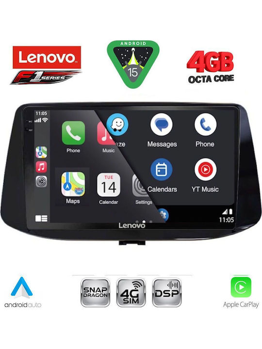 Lenovo Car Audio System for Hyundai i30 2018 (Bluetooth/USB/WiFi/GPS/Apple CarPlay/Android Auto) with 9" Touch Screen