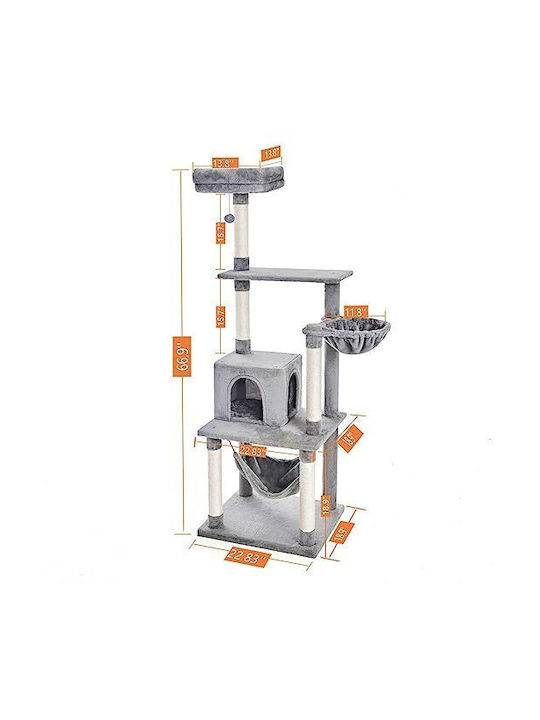 Animal Cat Scratching Post Cat Trees Gray 5 levels 60x48x170cm