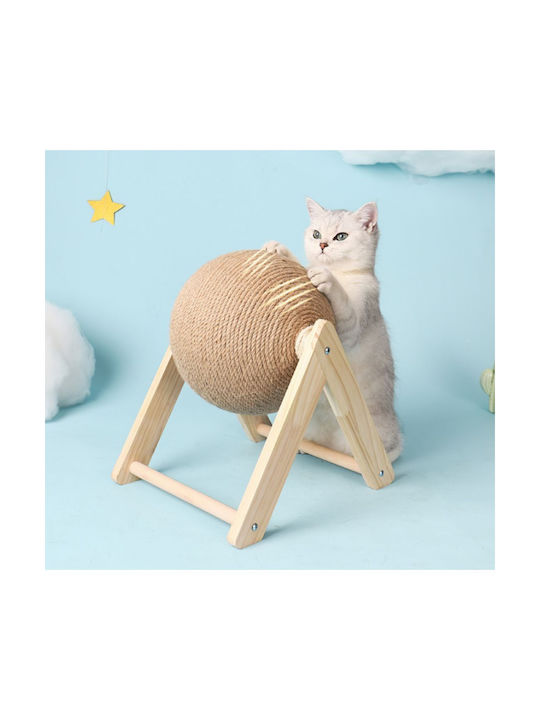 Animal Rotating Ball Scratching Post Beige 18x18x18cm