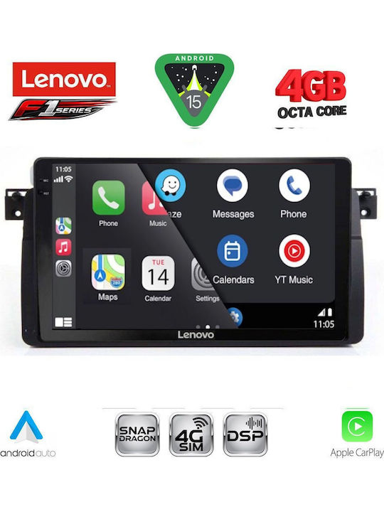 Lenovo Car Audio System for BMW E46 1998-2005 Bluetooth USB WiFi GPS Apple CarPlay Android Auto with 9" Touch Screen