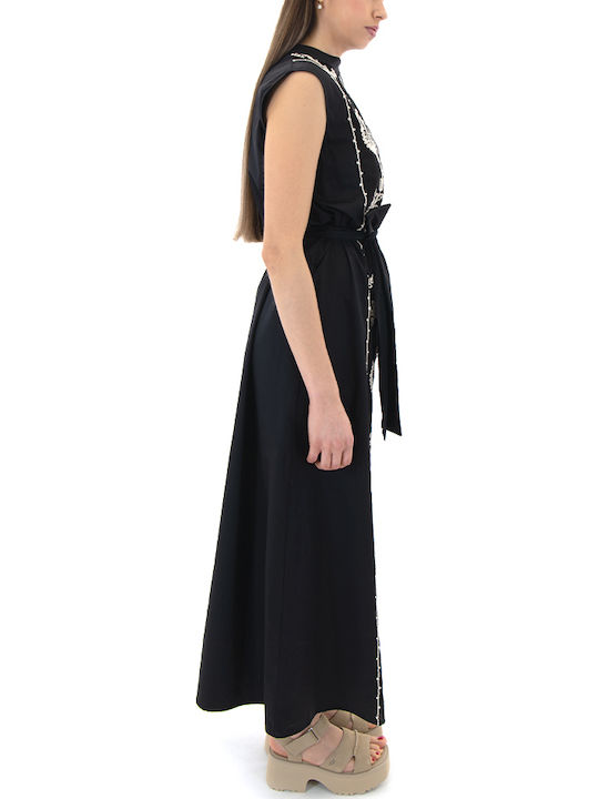 Summer Maxi Shirt Dress Ecru-Black