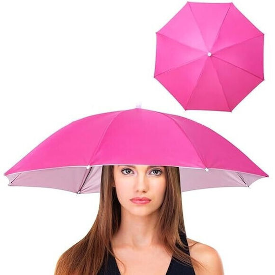Umbrelă De Cap Alista Home Diametru 69 Cm Bandă Elastică Pentru Cap Protecție Împotriva Ploii Și UV Roz