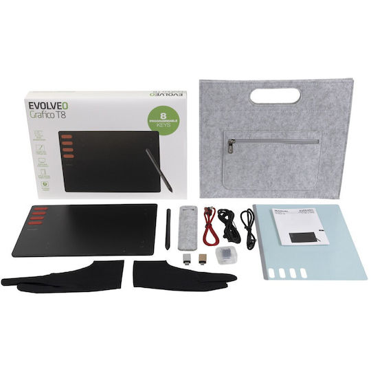 Evolveo Tabletă Grafică Evolveo Gfk-t8 Opt Butoane Programabile Grafico T8 Fără Ecran Negru Multicolor