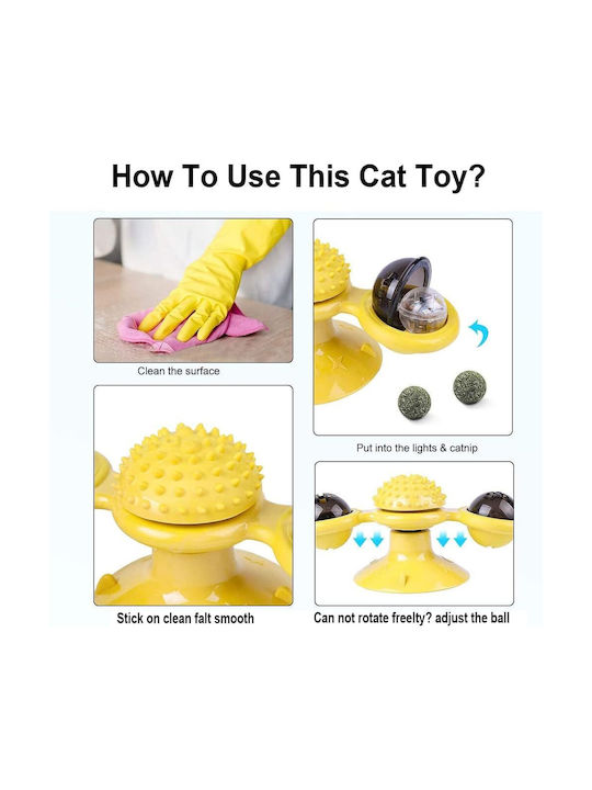 Automatic Cat Toy Ball Rotating Yellow 73x76x161mm