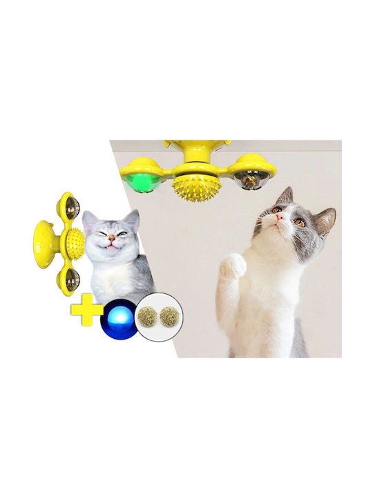 Automatic Cat Toy Ball Rotating Yellow 73x76x161mm
