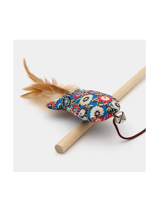 Denik Pet Interactive Cat Stick Blue Fish Feather